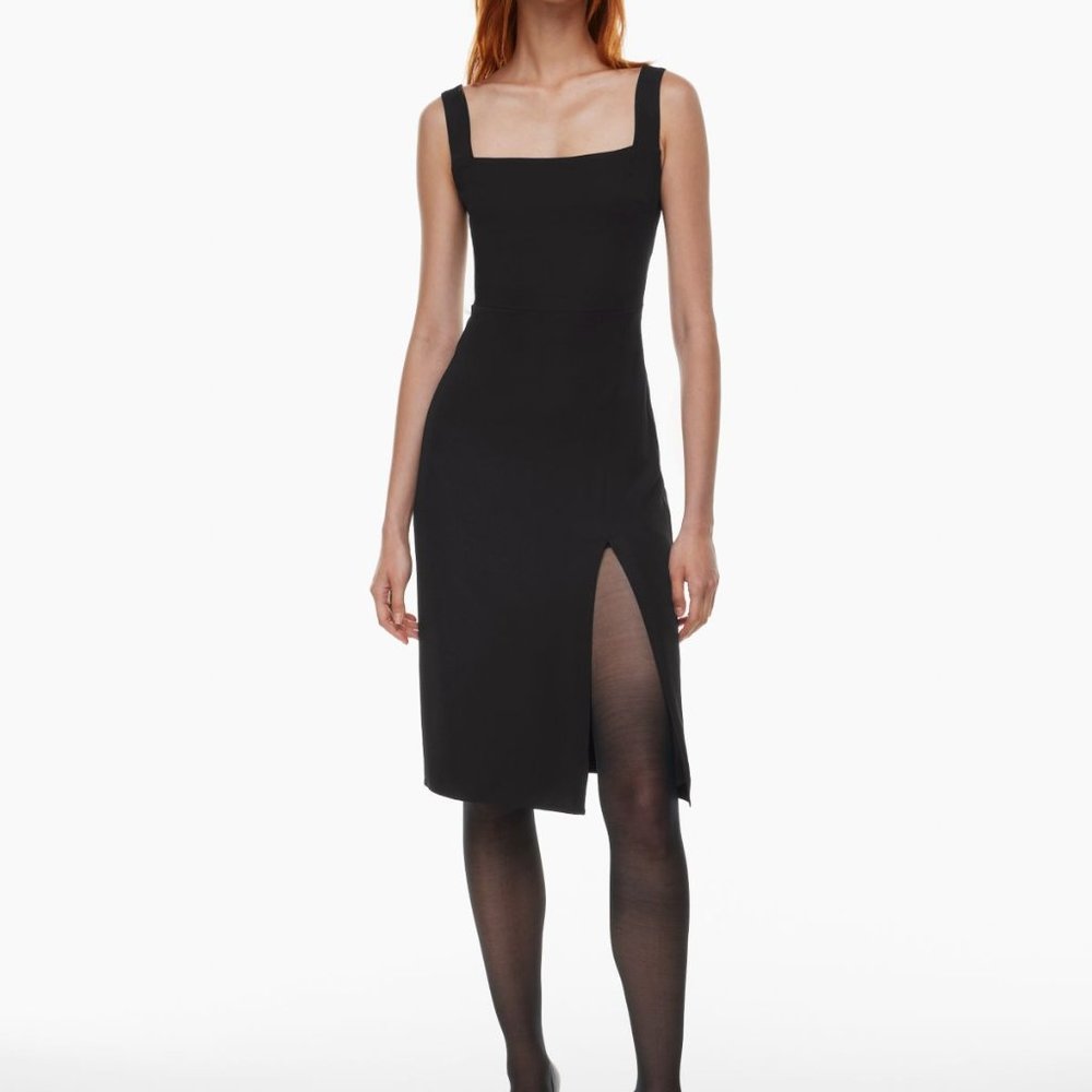 Aritzia Babaton 90s Slit Midi Dress Size 8 Black
